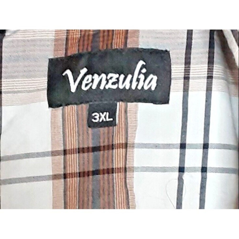 Mens Shirt Size 3XL Venzulia Short‎ Sleeve Snap Button Front Plaid 100% Cotton - Picture 4 of 9